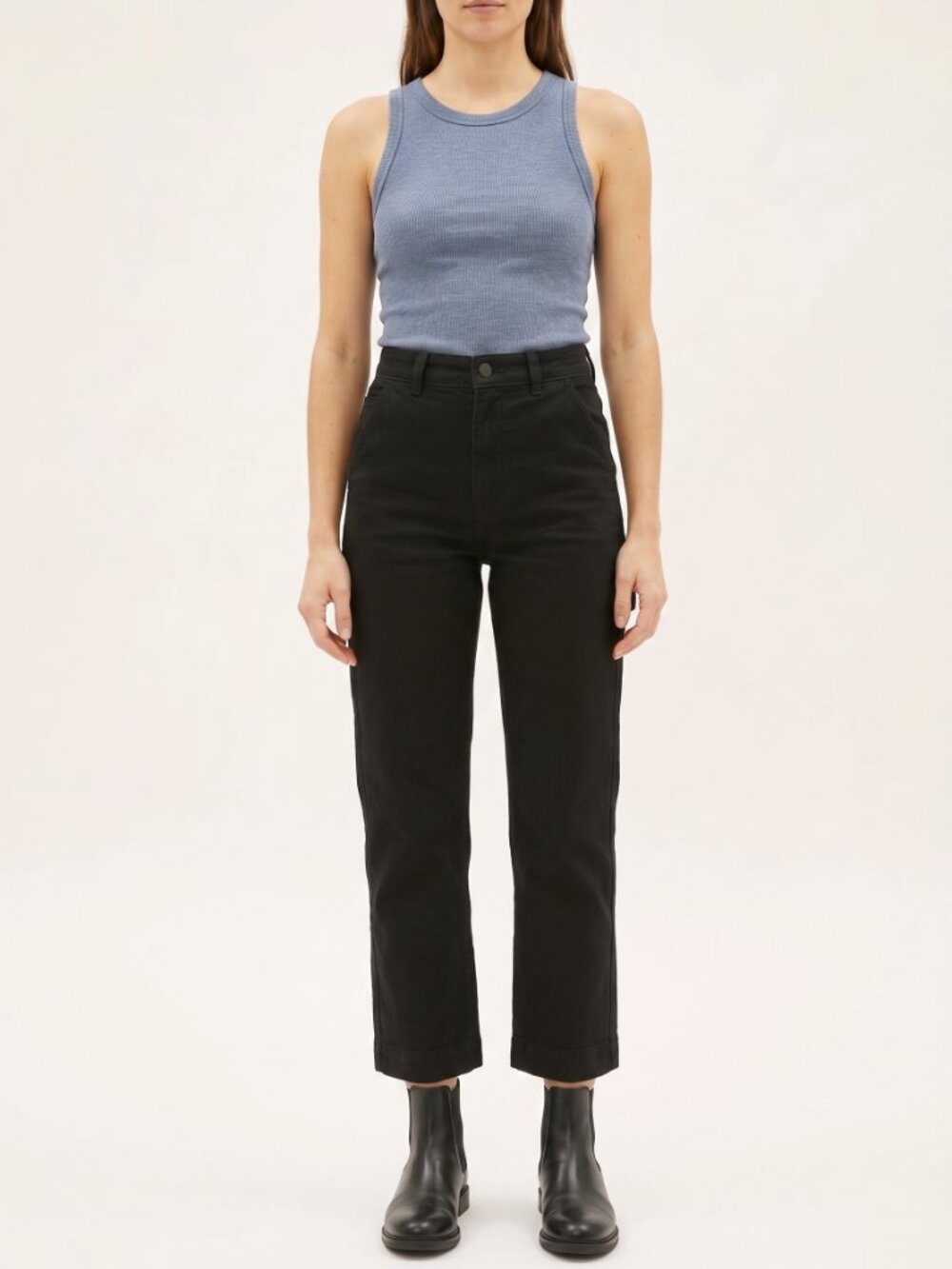 Everlane The Straight Leg Crop Pants Black Utility Chino High Rise Short 0/24